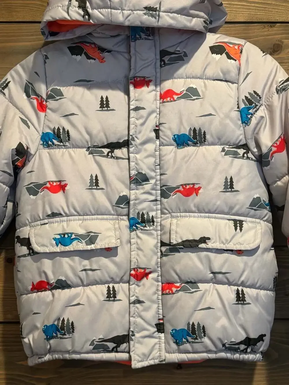The Children's Place Dinosaur Winter Coat Hooded Puffer Jacket Large (7)